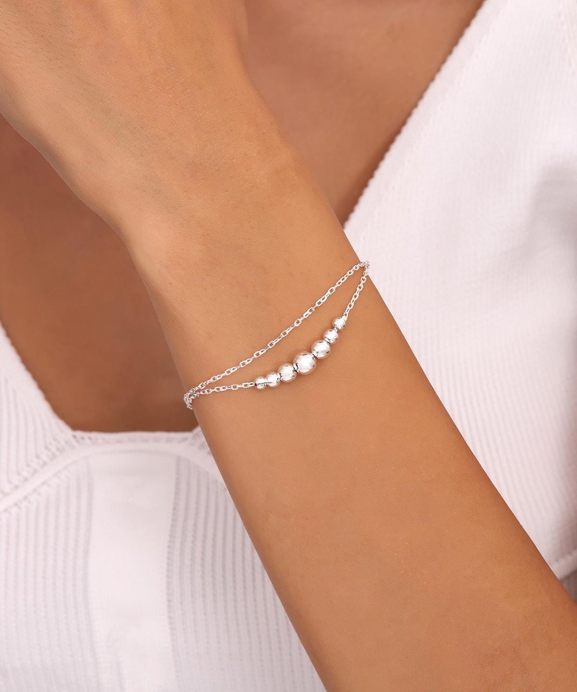 Sterling Silver Ball Chain Bracelet • Minimalist Sparkle Anklet