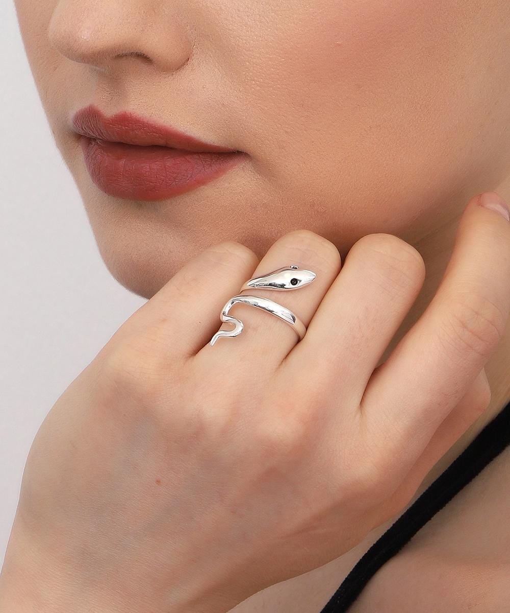 Sterling Silver Snake Ring: Adjustable Size, Recycled Silver