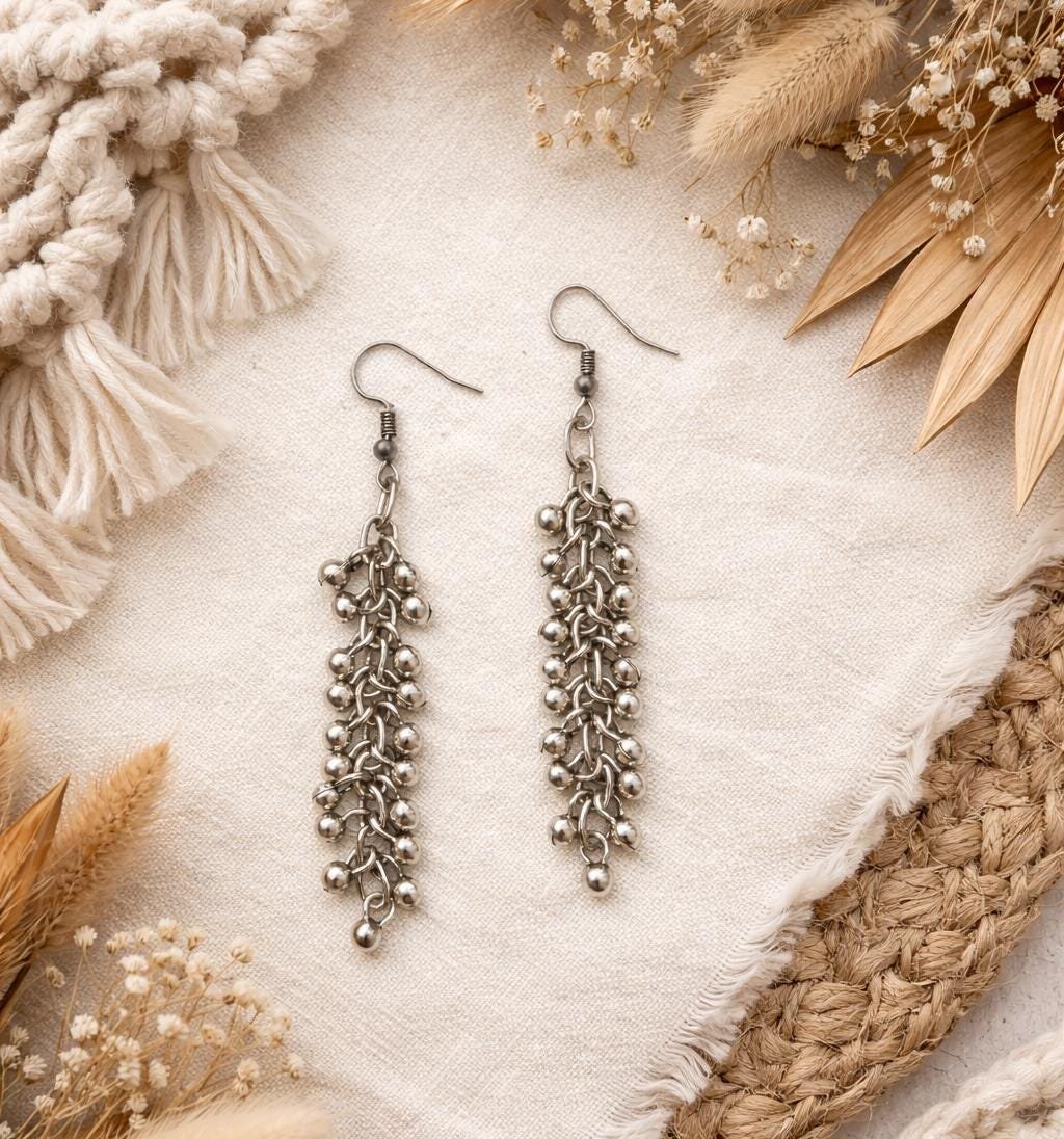 Antique Silver Hoop Earrings: Vintage Ball Statement Jewelry