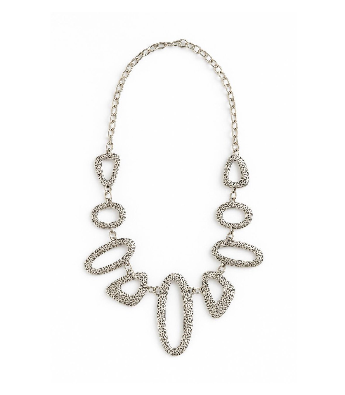 Silver Plated Circle Pendant Necklace: Ethnic Statement Jewelry