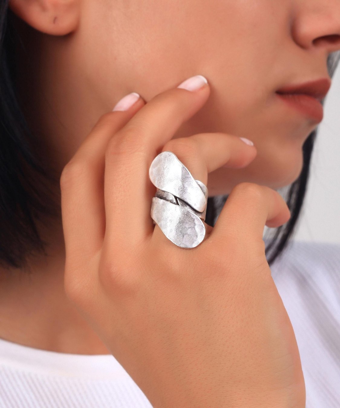Antic Silver Drops Ring: Adjustable Free Size