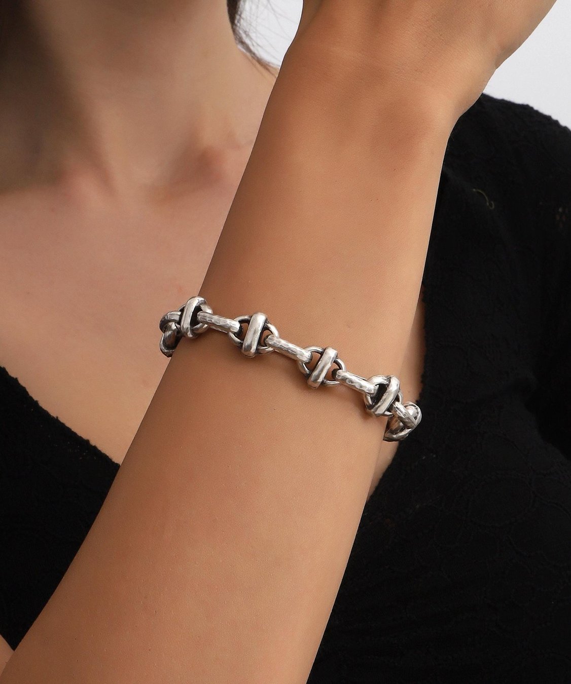Handcrafted Antique Silver Bracelet: Vintage Inspired Chain Jewelry