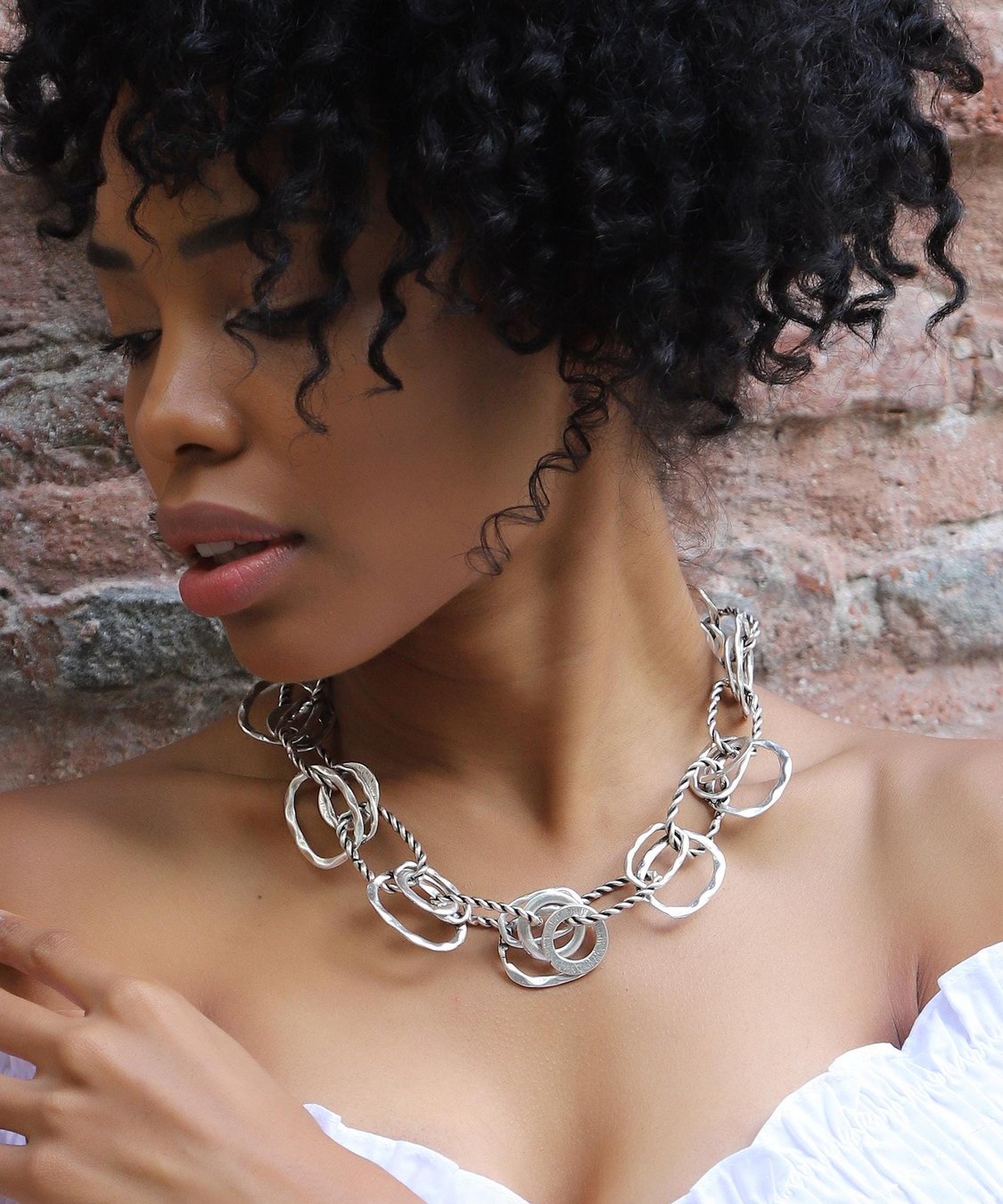 Vintage Circle Chain Statement Necklace: Silver Plated Bohemian Jewelry