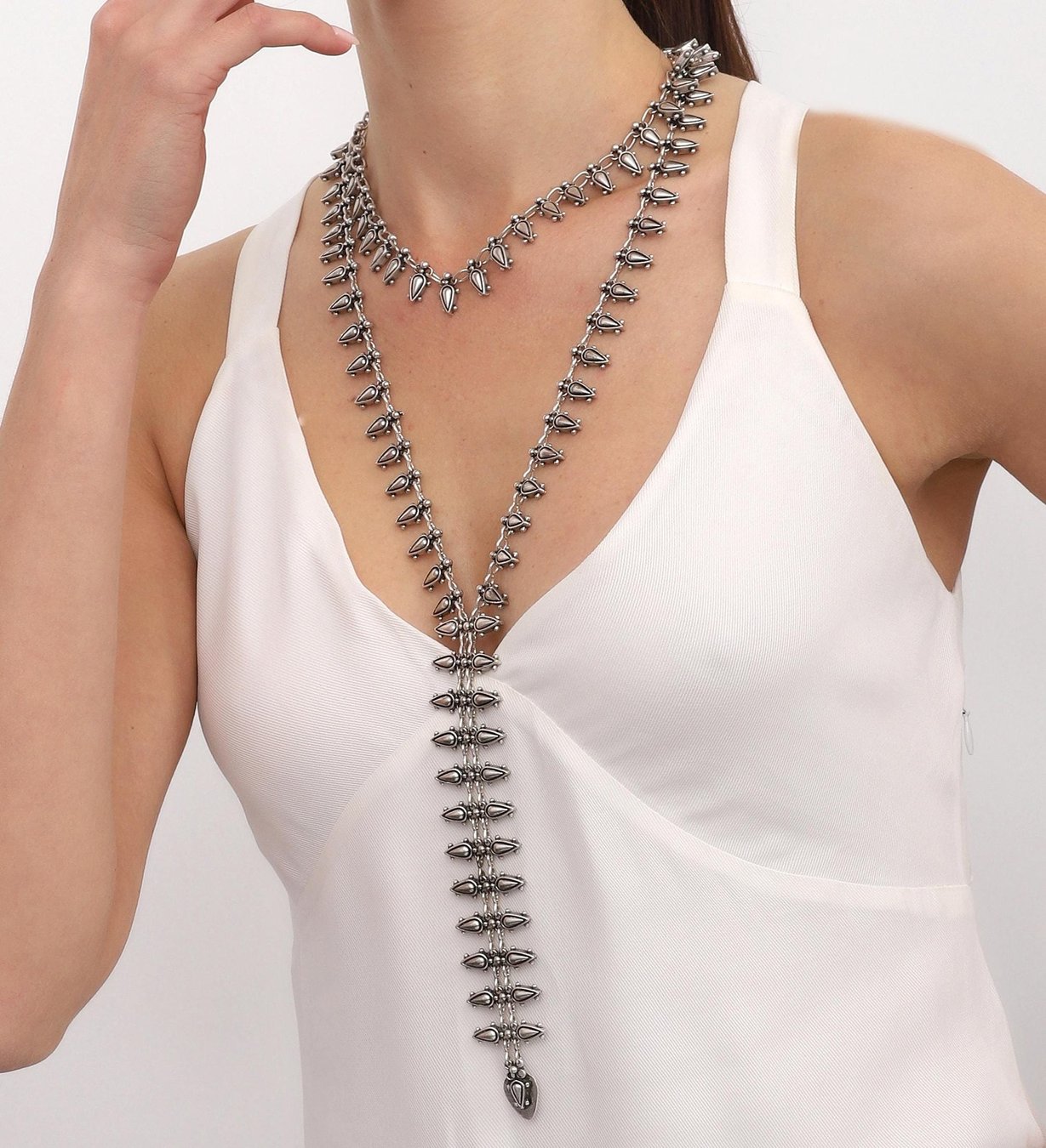 Boho Silver Plated Tassel Necklace Set: Bohemian Long Jewelry