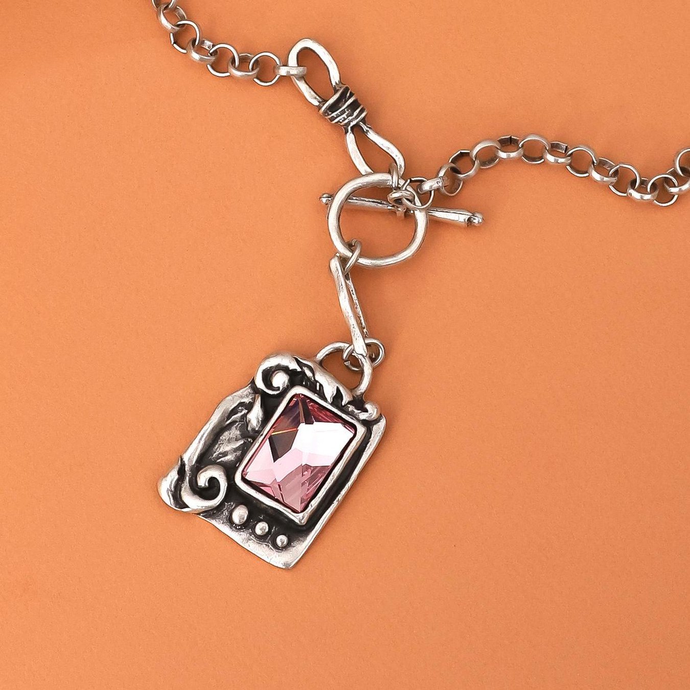 Handcrafted Silver Face Pendant Necklace: Boho Crystal Stone Jewelry