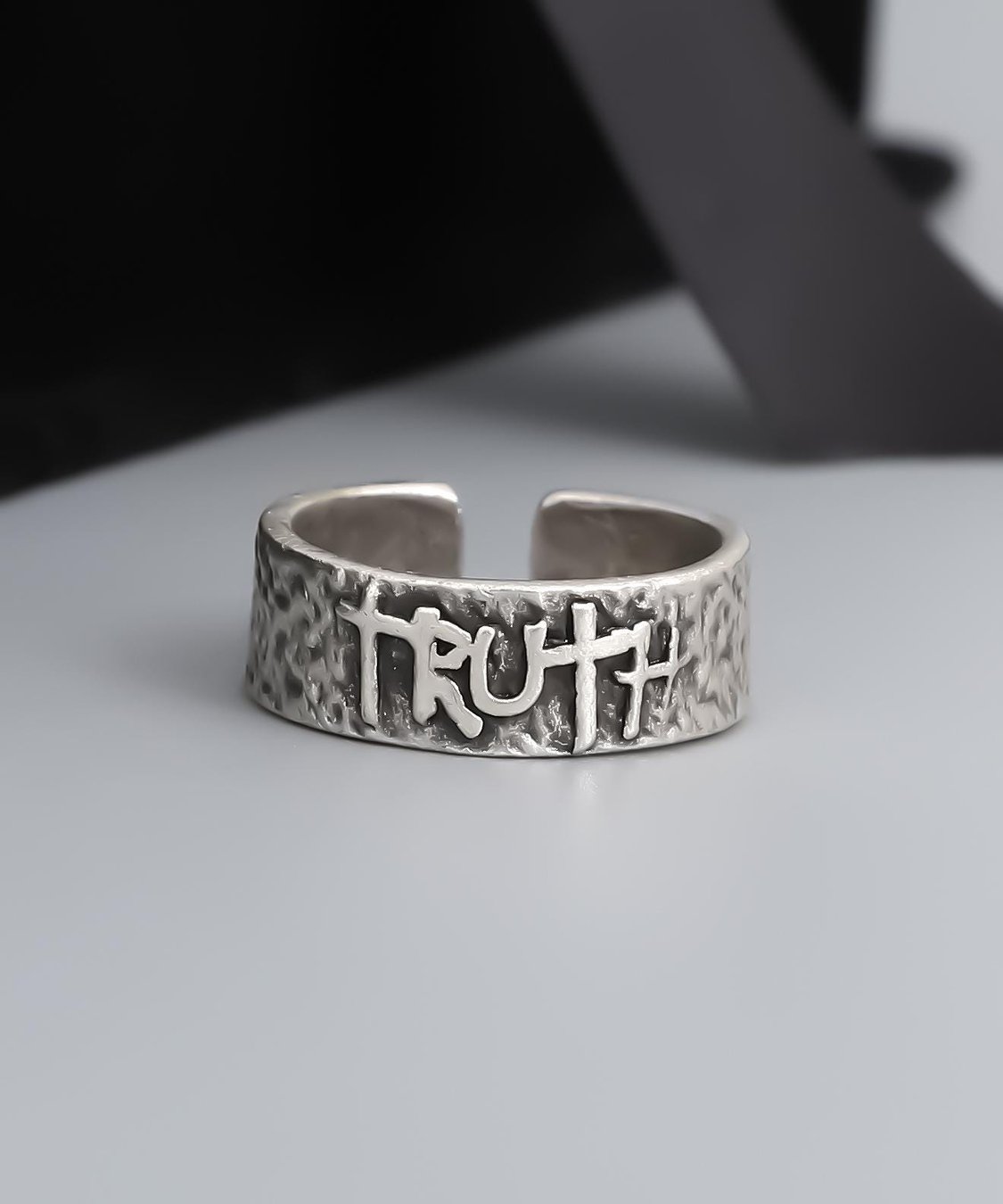 Antic Silver "Truth" Letter Ring - Adjustable Size