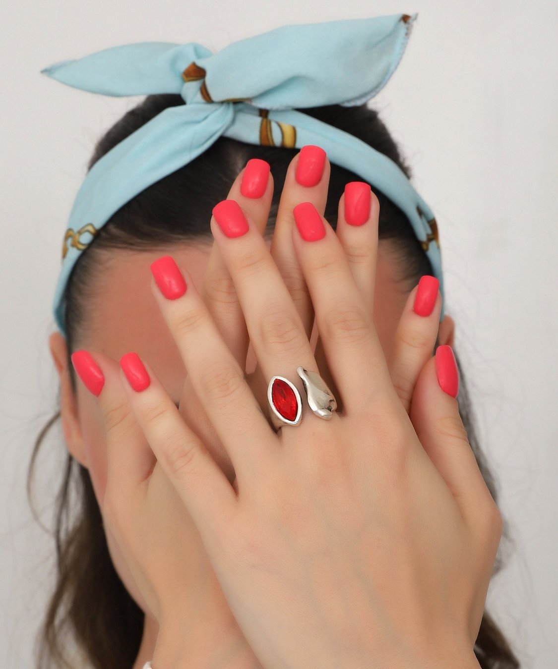 Bypass Crystal Stone Ring: Antique Silver Oval Ring