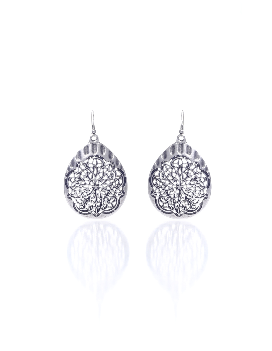 Antique Silver Plated Fligree Earrings