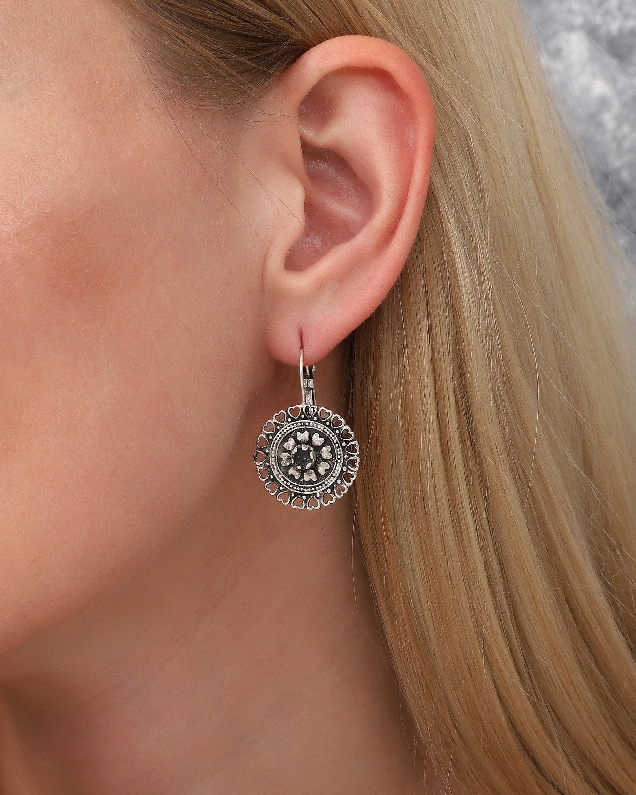 Antique Silver Plated Fligree Earrings