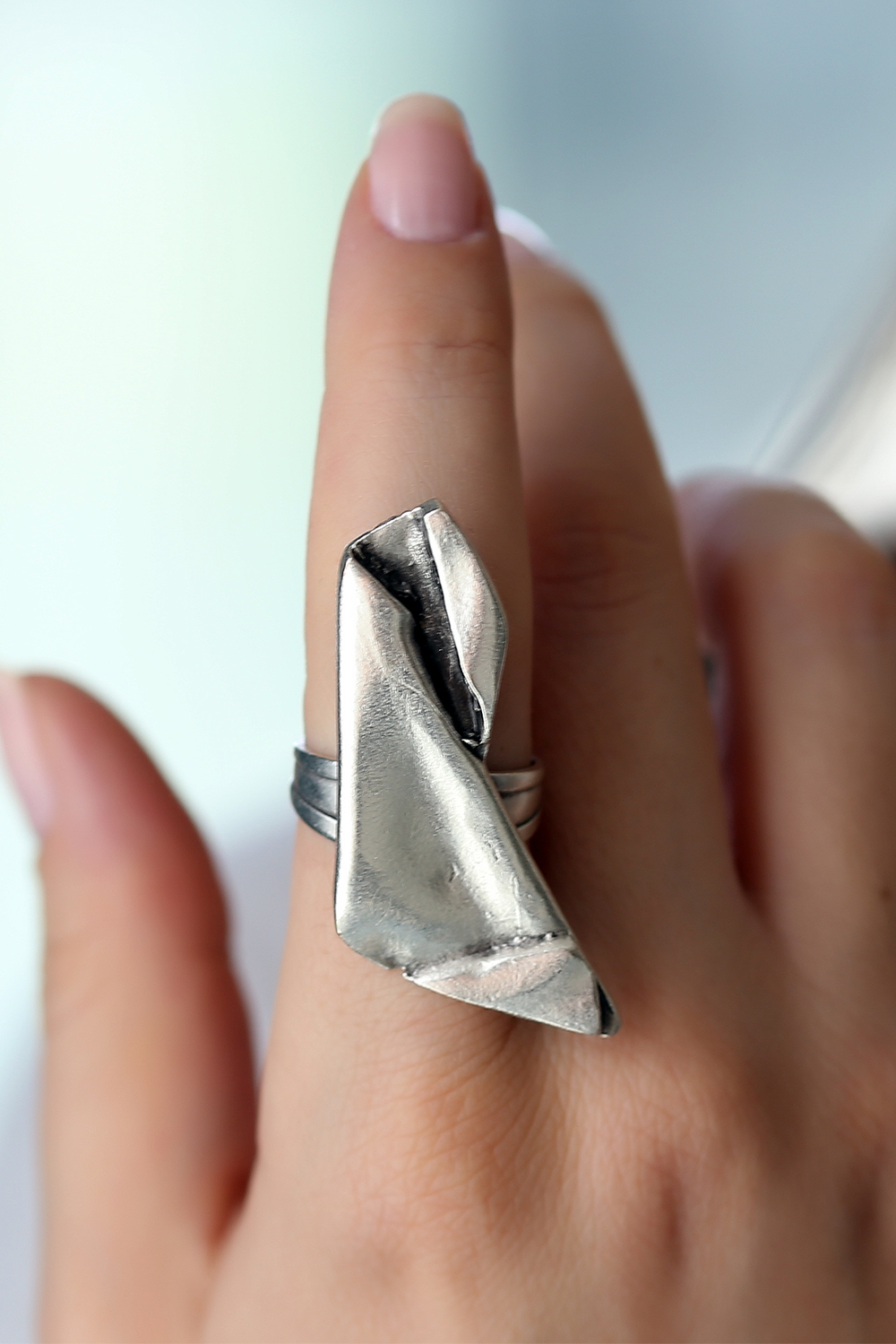 Antique Silver Plated Wringle Paper Free Size Ring